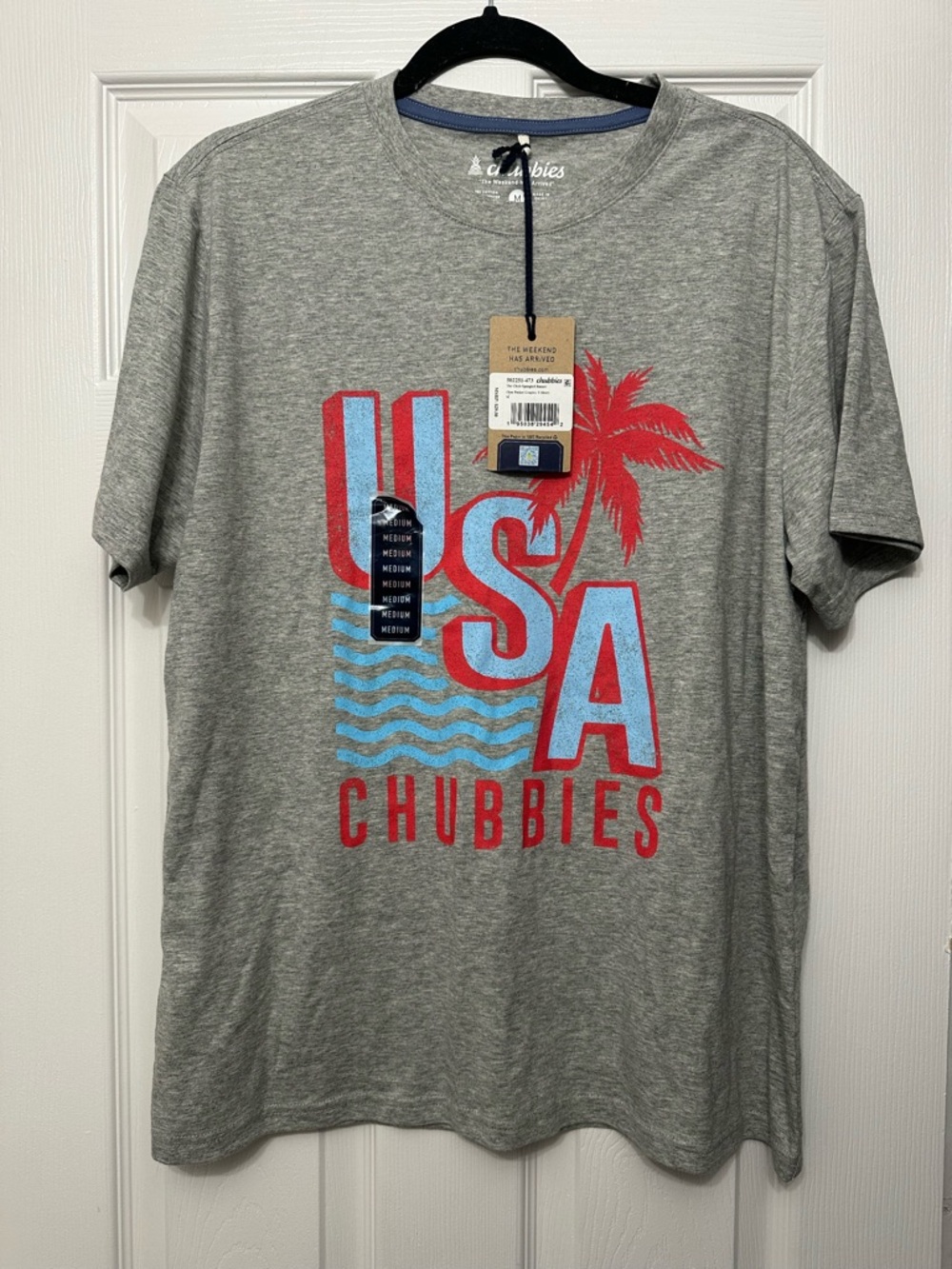 chubbies Gray Short-Sleeve USA Graphic Tee with Red & Light Blue Print